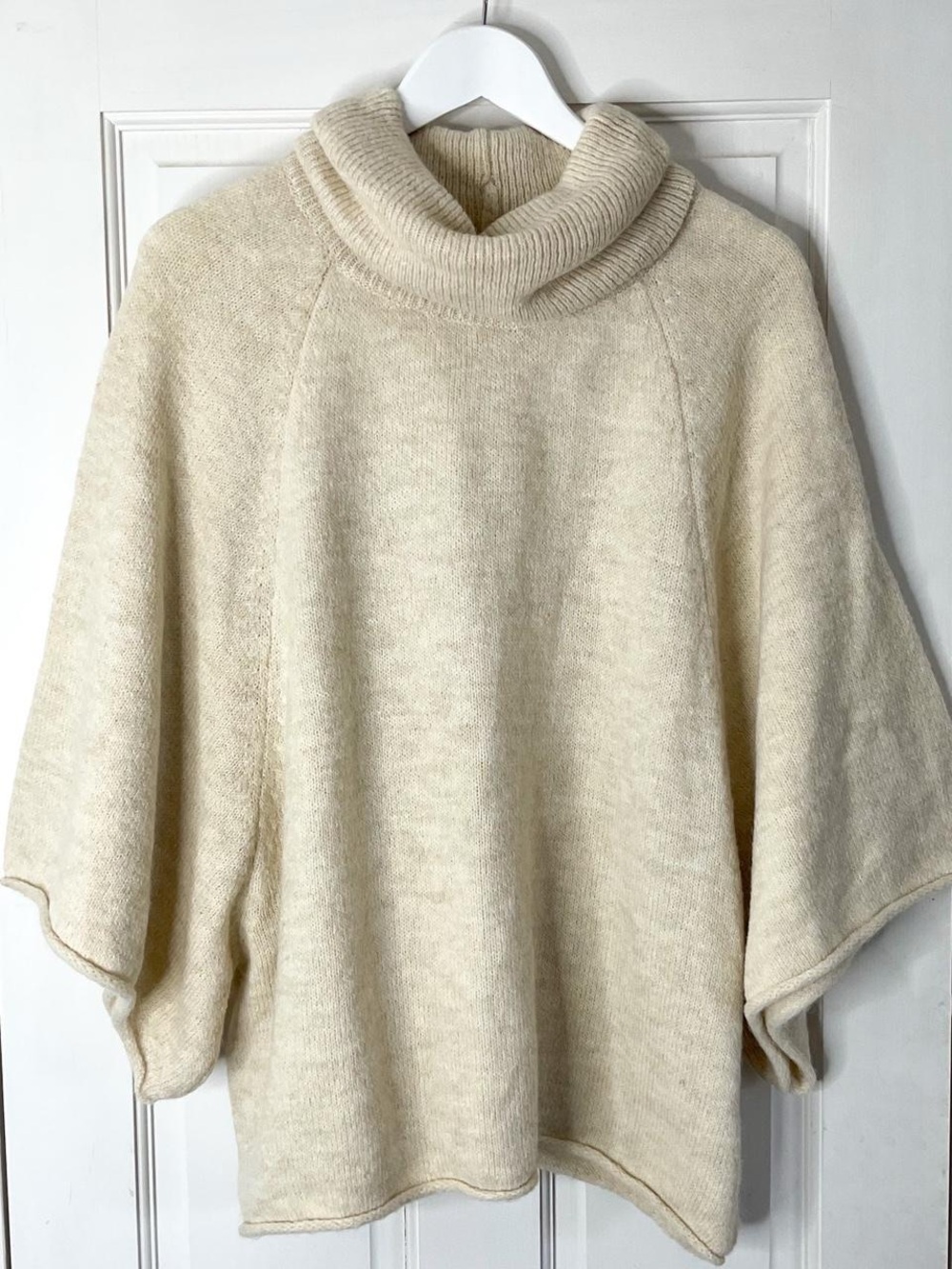 Zara Cashmere Blend Cowl Neck Poncho Sweater - Picture 6 of 9